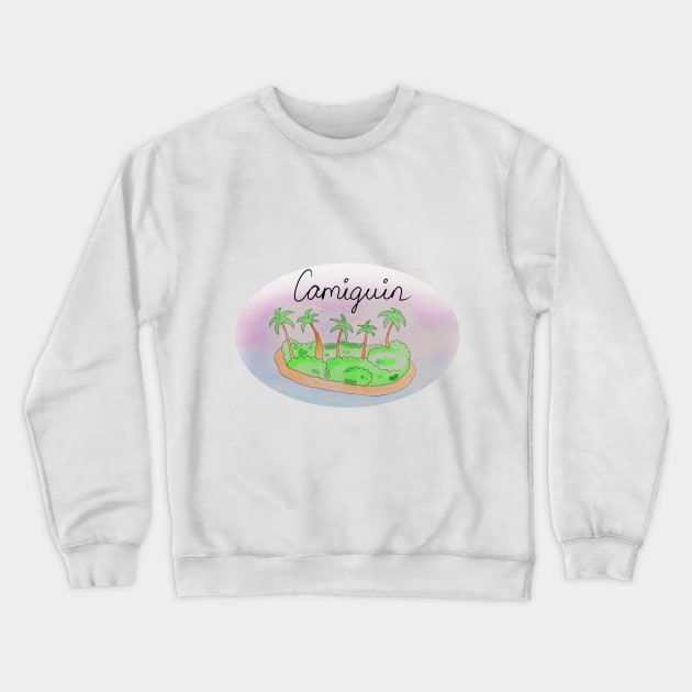 Camiguin watercolor Island travel, beach, sea and palm trees. Holidays and vacation, summer and relaxation Crewneck Sweatshirt by grafinya